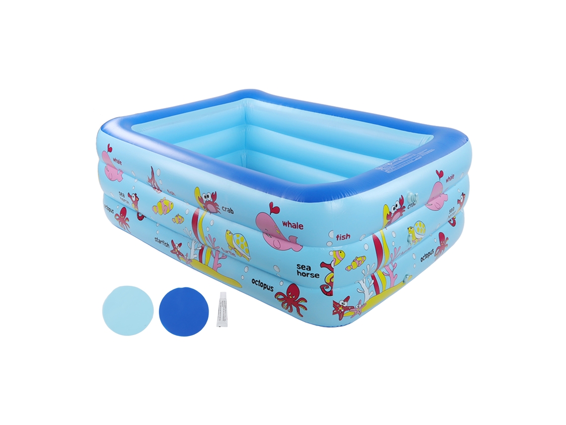 Piscina Inflável Infantil Azul 3 Camadas para Brincar em Casa e Exterior | S/MARCA