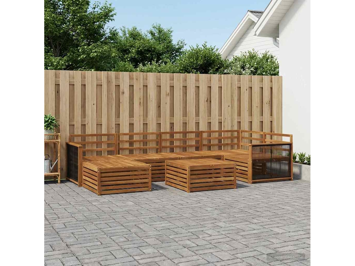 Vidaxl Conjunto De Sofás Para Exterior 7 Pcs Natural