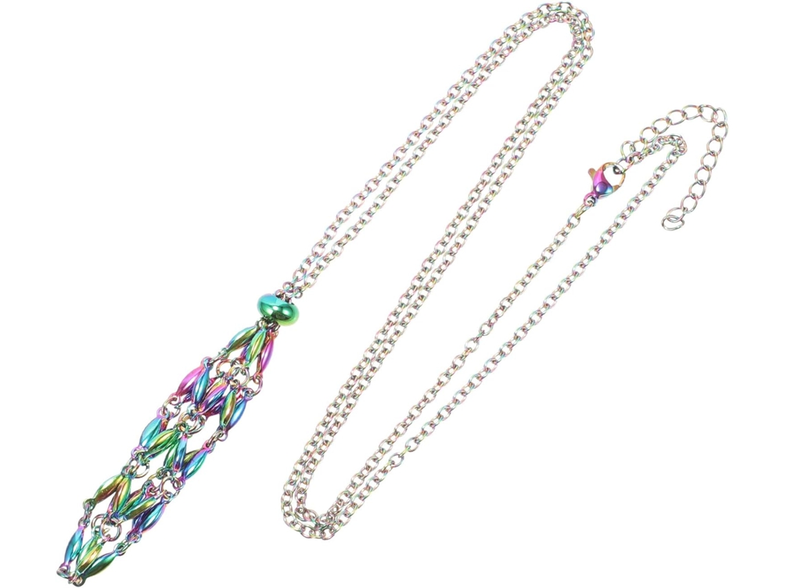 Colar Em Aço Inoxidável Com Pingente De Cristal Ajustável, Design Elegante E Versátil.