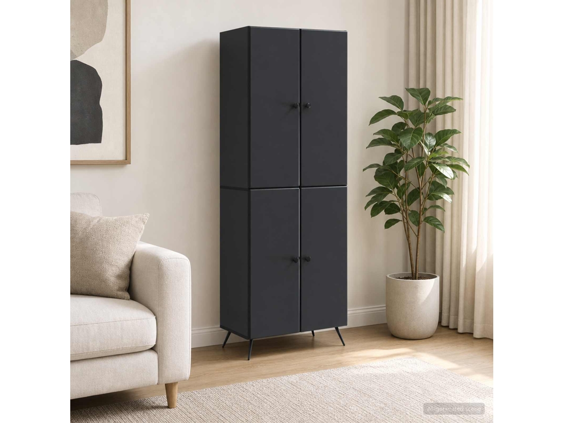 Vidaxl Conjunto De Gabinete 2 Pcs Preto Derivados De Madeira