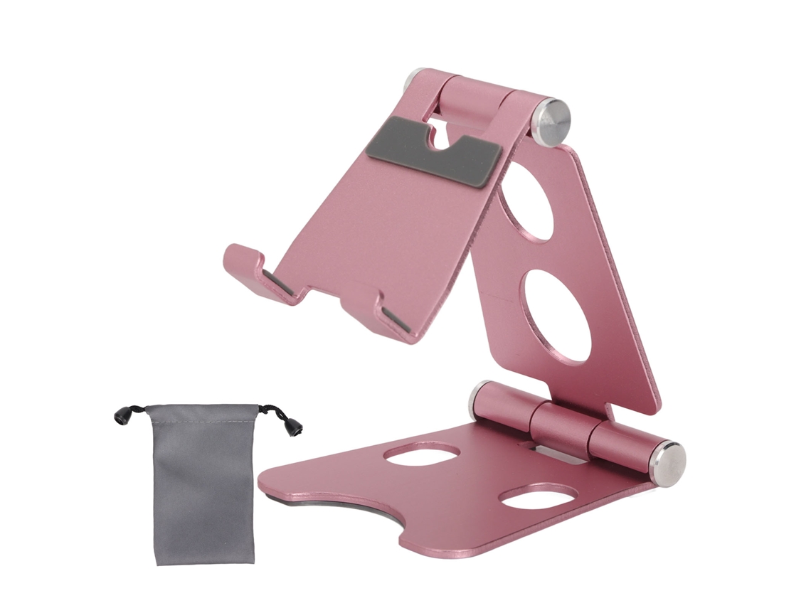 Suporte De Celular Para Mesa Ajuste Multi Ângulo Furos Variados Base Estável Cor Duradoura Compatível Com Notebook Rosa