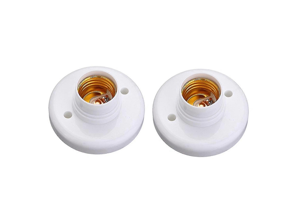 2x Soquete De Lâmpada Redondo De Base Roscada E27, Suporte De Soquete, Plástico, Branco