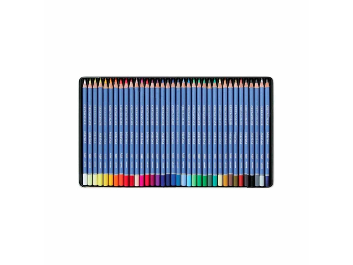 Conjunto de 36 Lápis de Cor Aquarela Caixa de Metal Marino BREVILLIER'S CRETACOLOR