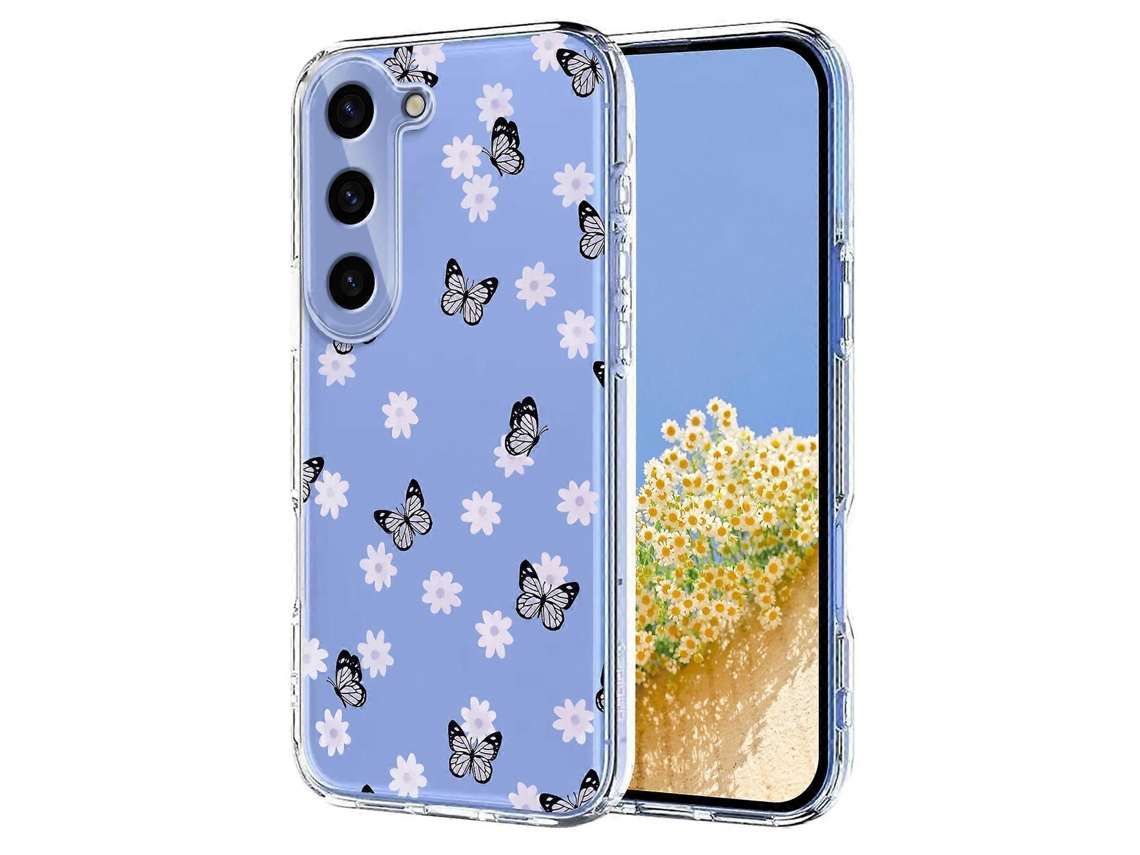 Capa Tkdaddy Para Samsung Galaxy S24 Com Estampa Floral De Borboletas E Tpu, Capa Traseira De Celular Com Borboletas