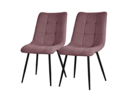 ML-DESIGN Conjunto de 2 Cadeiras de Jantar Rosa Antigo Espreguiçadeiras com Revestimento em Tecido e Pernas em Metal Preto