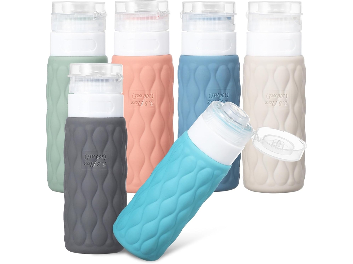 Kit De Viagem Com 6 Frascos Para Shampoo E Loção
