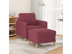 Vidaxl Poltrona Com Apoio De Pés 60 Cm Tecido Vermelho Tinto