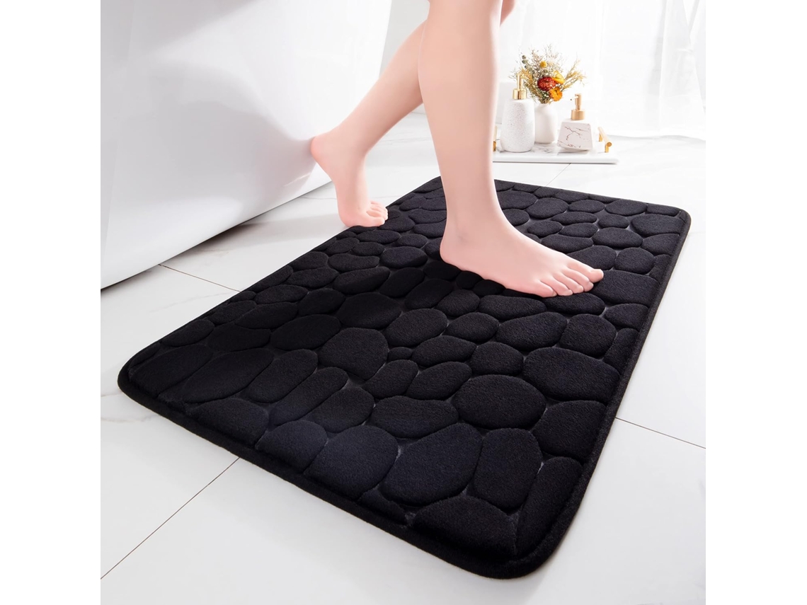 Tapete De Banheiro - Portátil - Absorvente - Decorativo Antiderrapante - 43×63 Cm, Preto