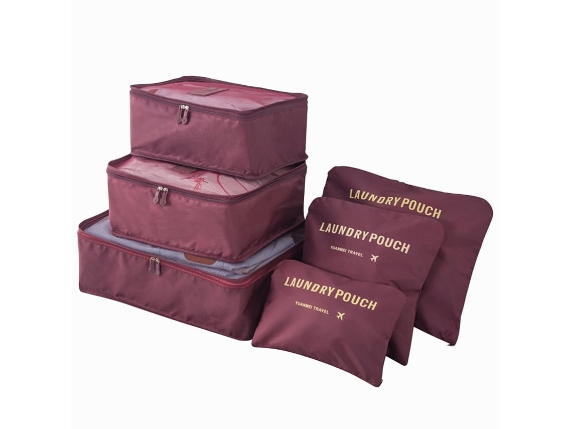 Conjunto de Organizadores Bagagem Vermelho Escuro Impermeável Multifuncional para Casa e Férias STELASPLEN