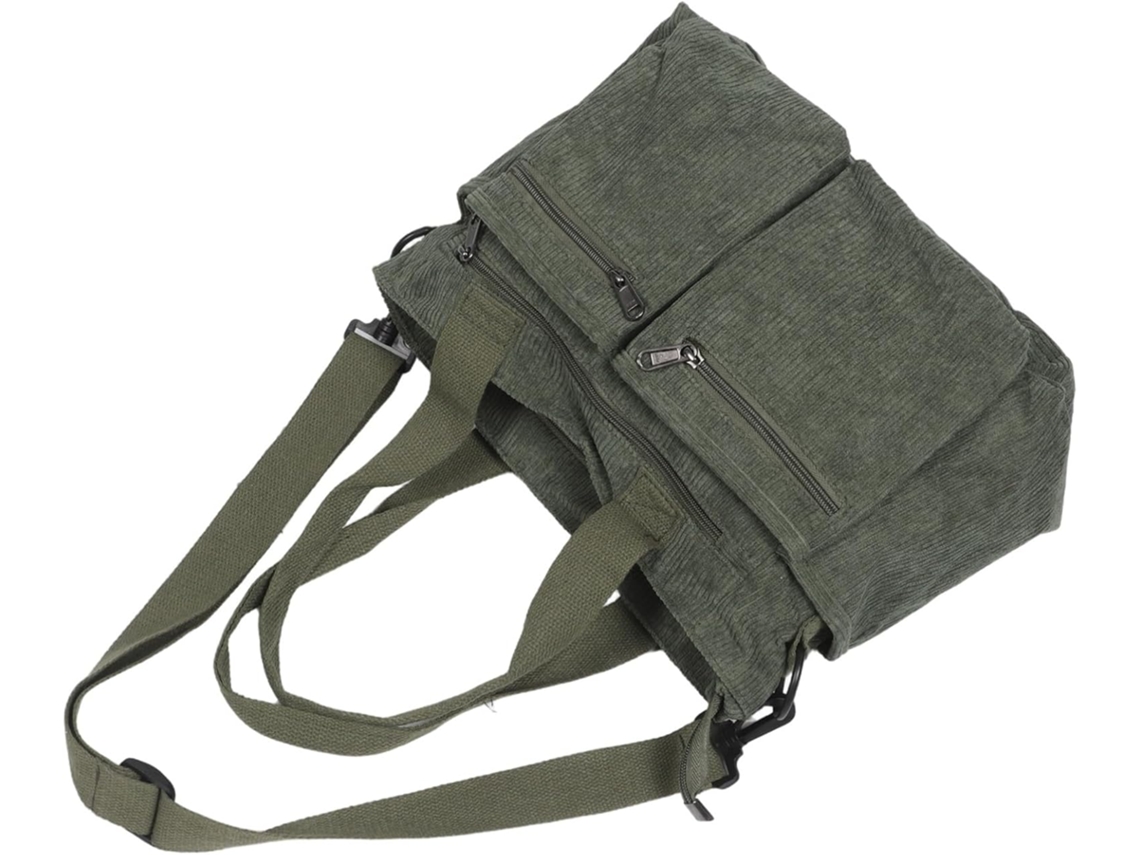 Bolsa Tote Grande Canelada Feminina, Alça De Ombro Ajustável, Estilo Retrô, Espaçosa, Verde.