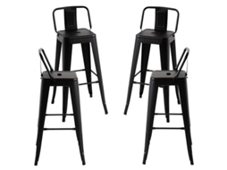 Pack 4 Bancos Torix Encosto 100 Cm - Preto Mate