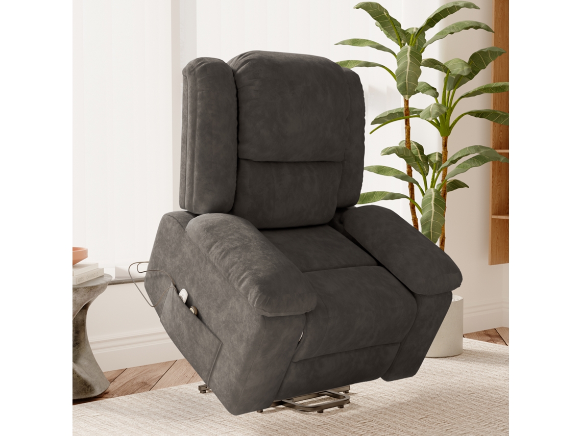 Cadeira de Massagem Elétrica SIMURQ Tecido Tecnologia 102x93x106cm Poltrona Relax Inclinável com Aquecimento e Levantamento