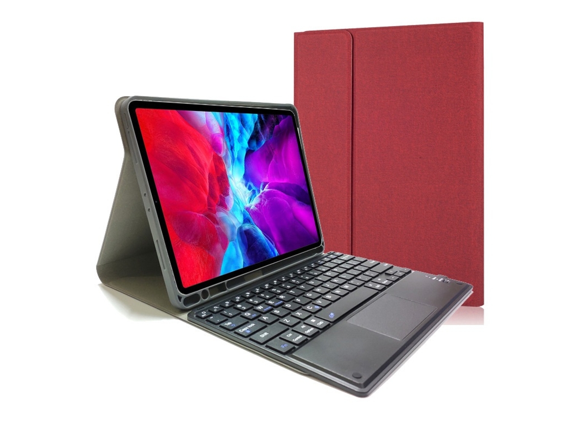 Lurelia Capa Com Teclado Bluetooth Para Ipad Air2 Bipartida Com Touchpad E Retroiluminação 7 Cores, Layout Pt, Vinho