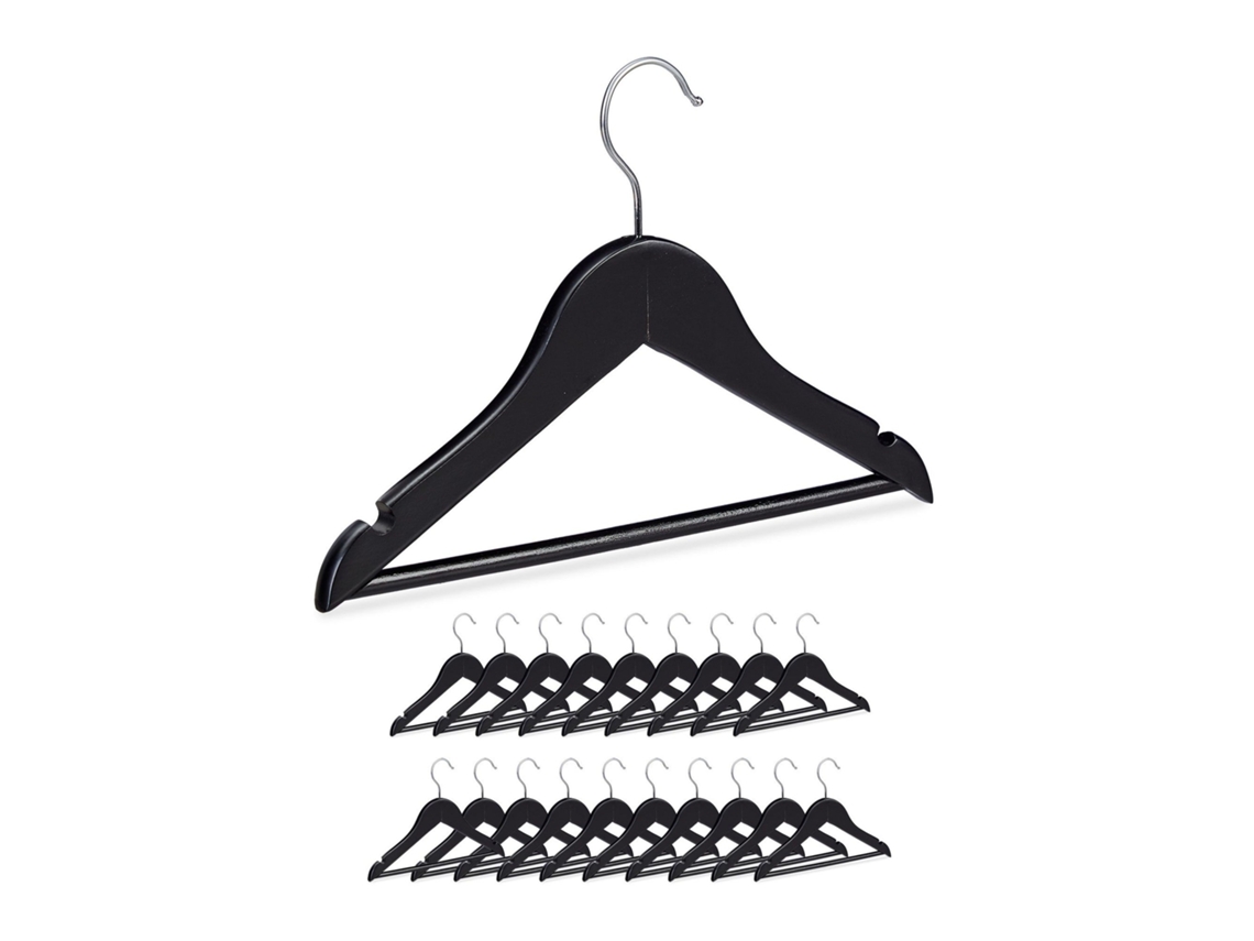 Conjunto De 20 Cabides Infantis De Madeira Pretos