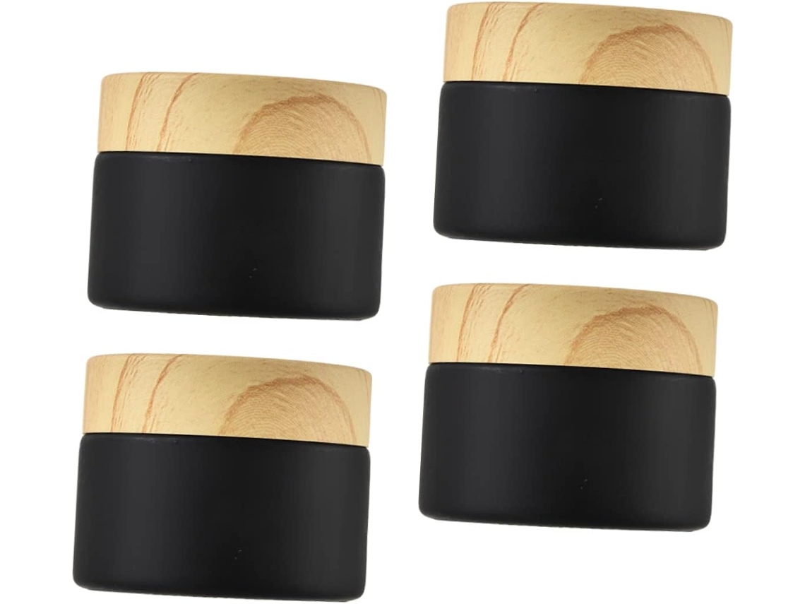 Conjunto De 4 Potes/frascos De Vidro Para Cremes, Cosméticos E Loções.