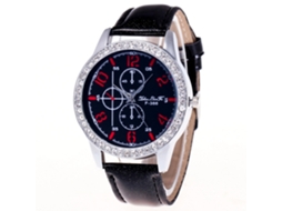 Relógio Zhoulianfa Quartz Chronograph com Strass e Pulseira de Couro (Preto)