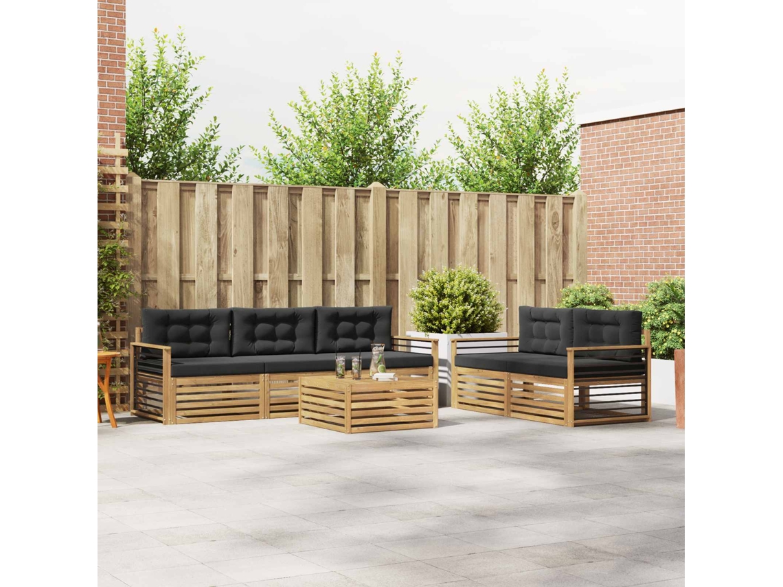 Vidaxl Conjunto De Sofás Para Exterior 6 Unid. Branco E Antracite