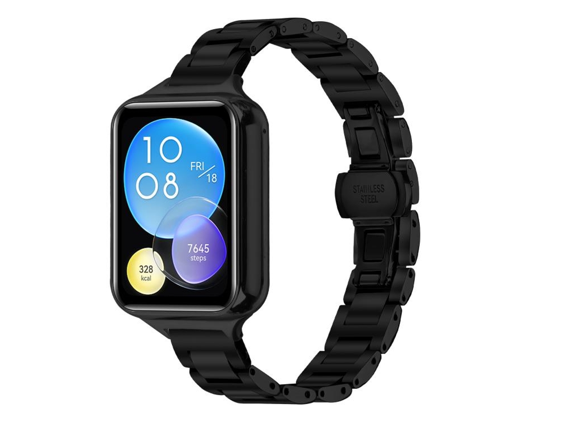 Bracelete para Redmi Watch 6 / 5 / 4 Aço Inoxidável Fino com Fecho Borboleta Preto XIAOMOYU