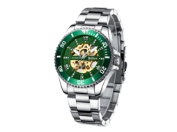 Relógio Mecânico Automático MDUG Esqueleto, Casual e Elegante, Verde