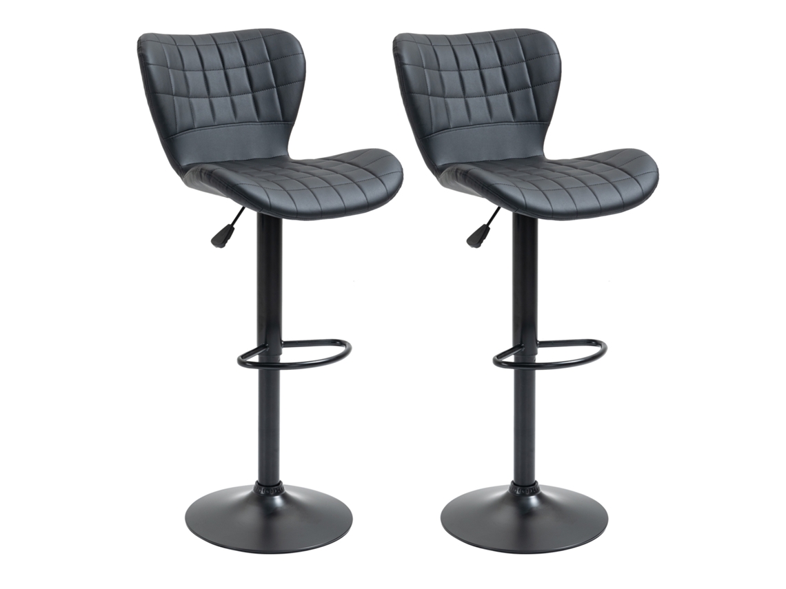Design Clássico - Conjunto Bancos Bar Retro 2 47x51 5x89-109 Centímetros Preto