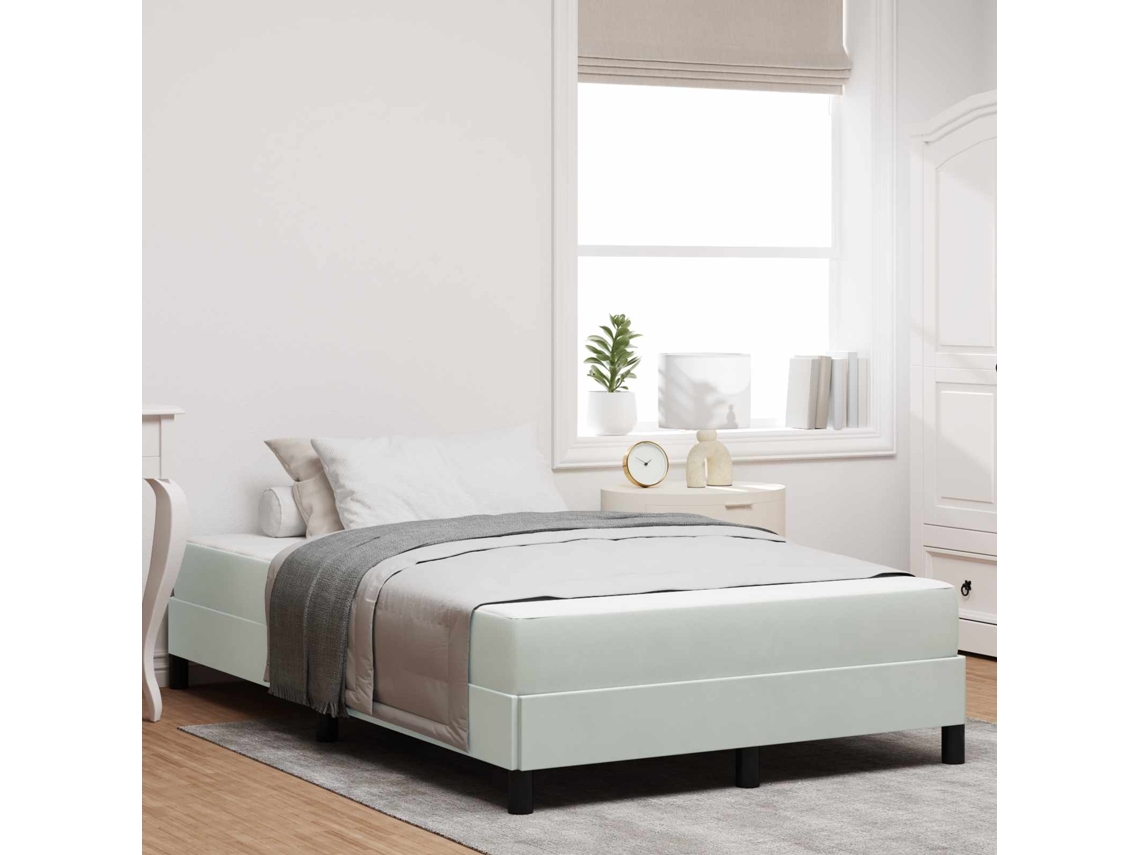 Vidaxl Cama Box com Colchão Cinzento claro 120 X 200 Cm Tecido
