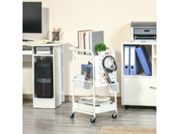 Carrinho De Cozinha Com 3 Andares E Gavetas Móvel Em Aço Branco 51,5x32x75,6cm Ideal Para Cozinha E Escritório Mega Echo Trade Shop