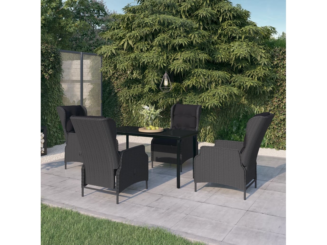 Conjunto De 5 Peças De Jantar Para Jardim Cinzento Escuro Dkd Home Decor