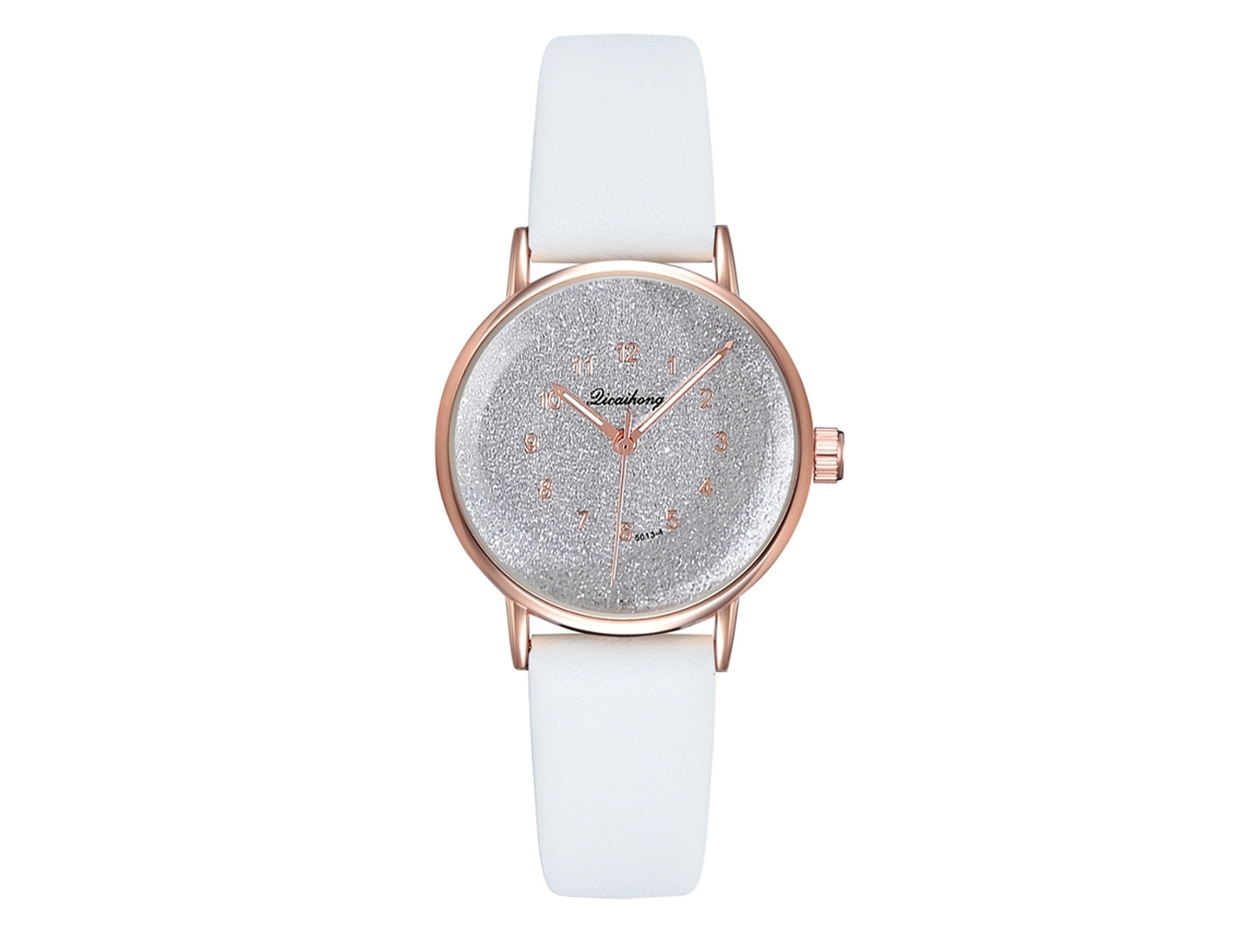Relógio de Pulso Feminino de Quartzo com Mostrador Redondo Elegante e Ajustável Branco