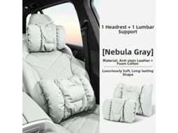 Conjunto de Almofadas de Apoio para Pescoço e Lombar HENTEN HOME Material de Couro Resistente a Manchas, Suporte Macio e Resiliente Cinza