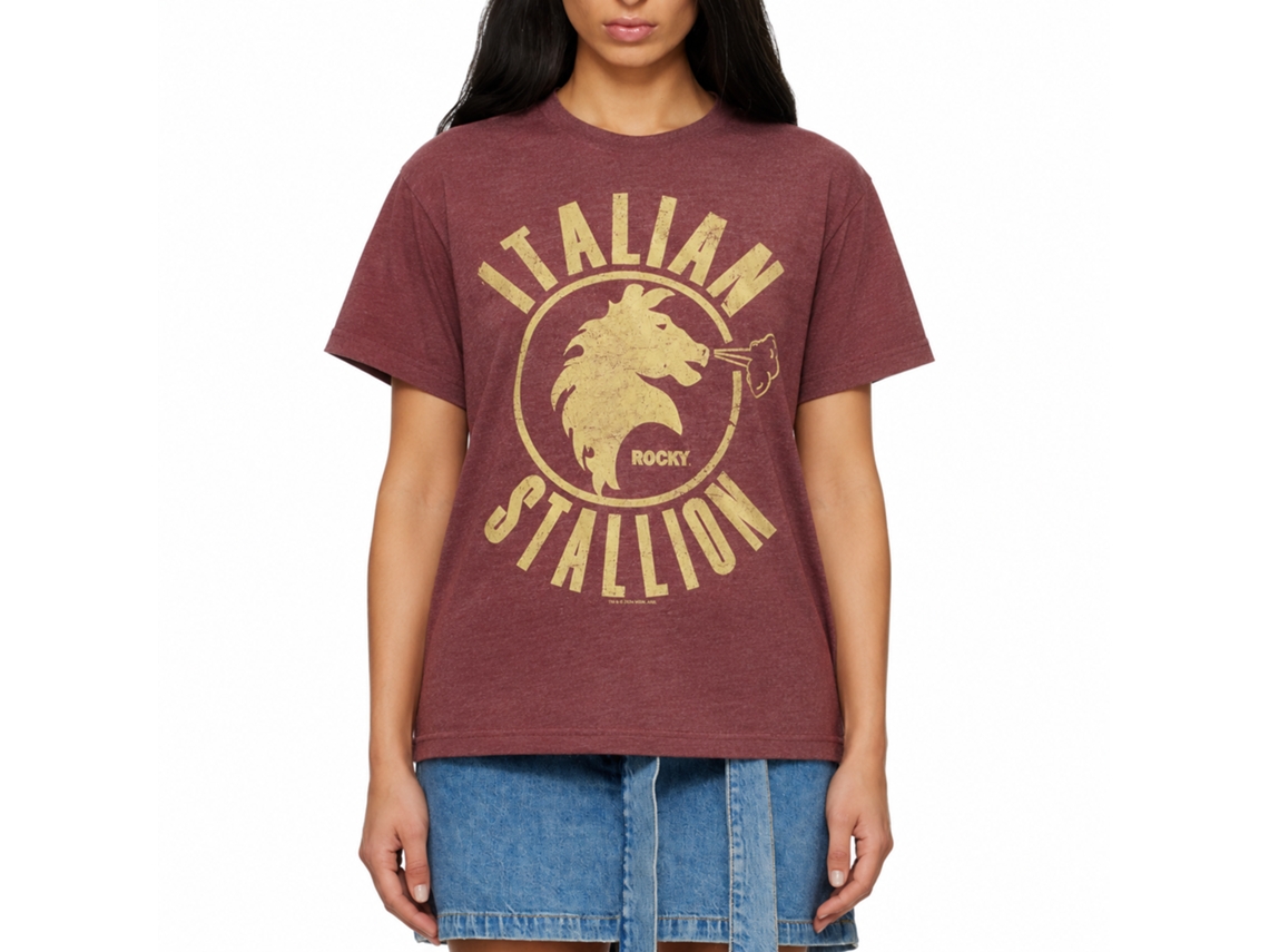 Rockinstone Rocky Movie Stallion Heather Vintage Maroon Adult T-shirt Size:xxl