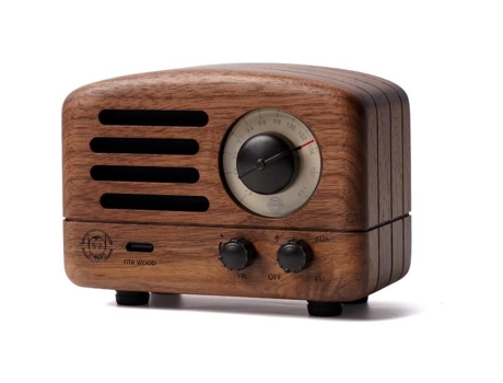 Caixa de som Bluetooth retrô Muzen com rádio FM e função auxiliar, caixa de som nostálgica com 8 horas de reprodução