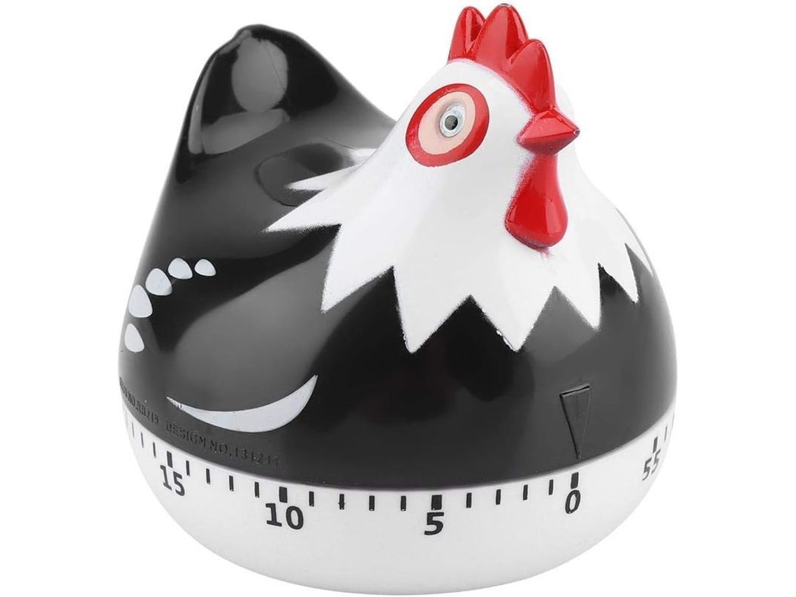 Timer De Cocina Digital Gallina Cute Forma Mecánico Alarma Recuérdame Mini Reloj Cuenta Regresiva Pp 6.5cm Negro