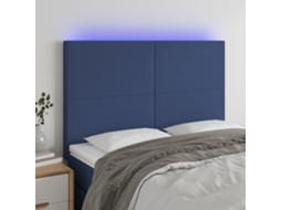 Vidaxl Cabeceira Cama C/ Led Tecido 144x5x118/128 Cm Azul
