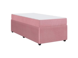 Estrutura De Cama Moderna Com Colchão Vidaxl Rosa Veludo (90x190 Cm)