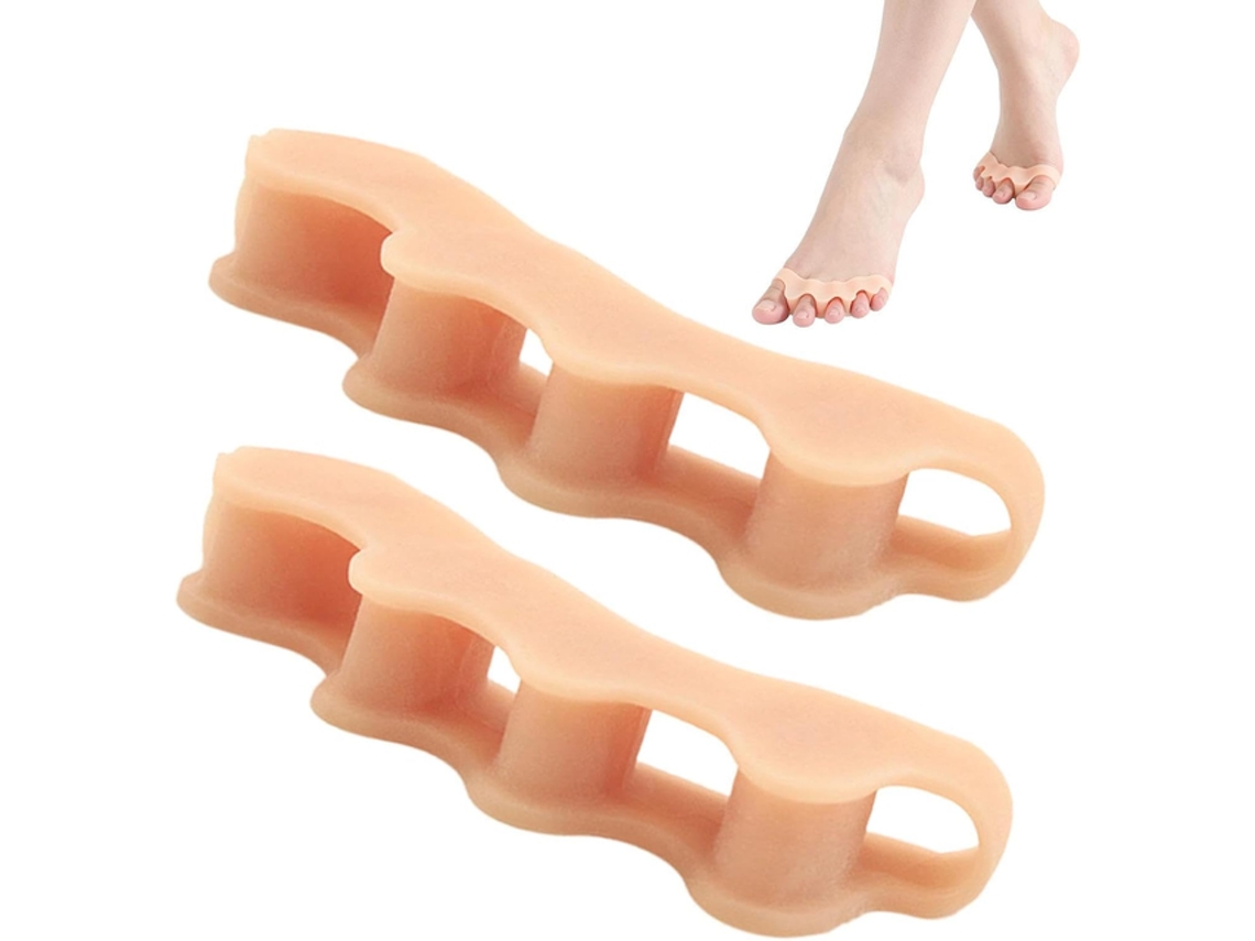Par Separadores Dedos – Protetor Dedos – Corretor Dedo Martelo – Silicone – Cor Pele – 8,5x2,5x1,3 Cm