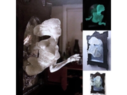 Espelho de parede 3D horror com luz e estátua luminosa, decoração assustadora LAXISCREED