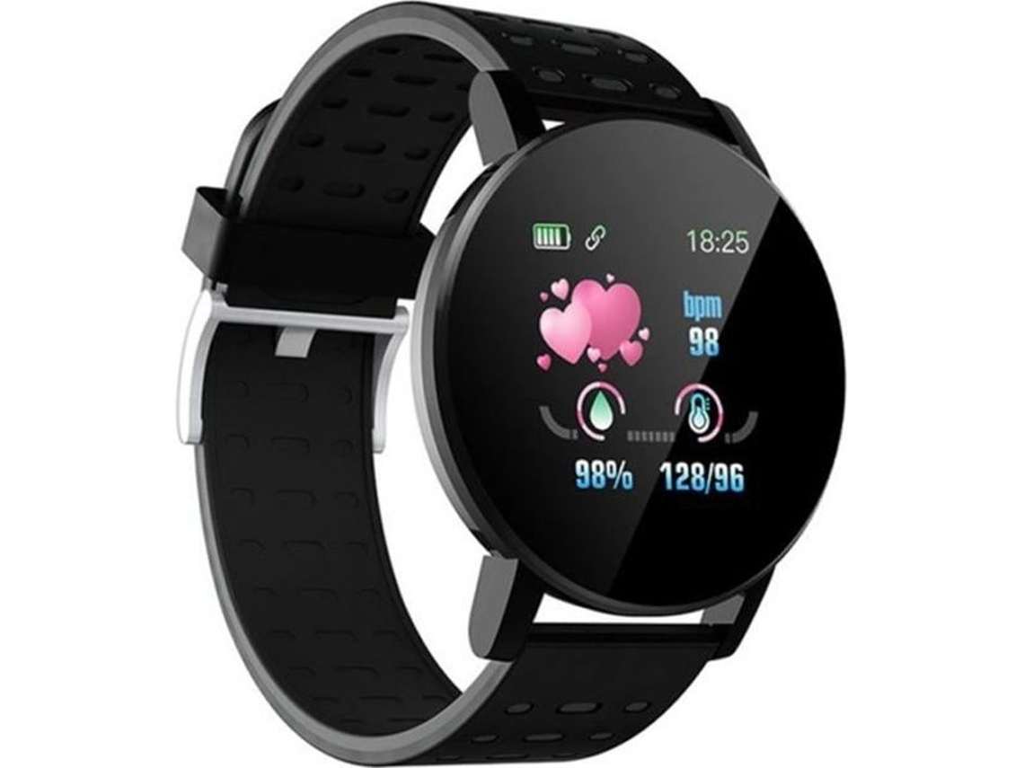 Relógio Inteligente 119 Plus Pulseira Inteligente Frequência Cardíaca Redonda Relógio Inteligente Masculino Feminino Pulseira Tipo Preto