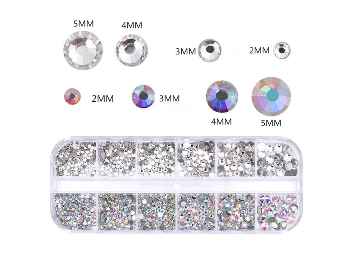 2000 Cristais Rhinesstones Planos Redondos 4 Tamanhos Para Artesanato Diy Esmalte De Unhas
