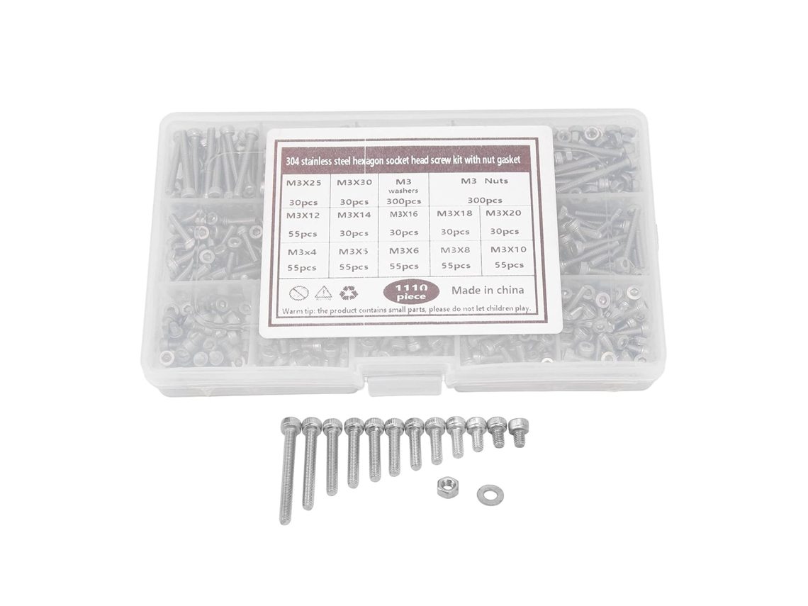 Kit De Parafusos Sorandy M3, Tamanho Padrão, Em Aço Inoxidável 304, Com Porcas E Arruelas Sextavadas Conjunto Completo
