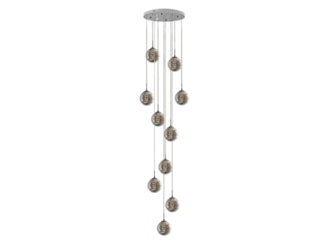 Suspenso Vidro Cinza Diam.41 Cm G9 Lustre 10 Lâmpadas Coloridas para Sala Quarto Mesa de Jantar Corredor NETTLIFE