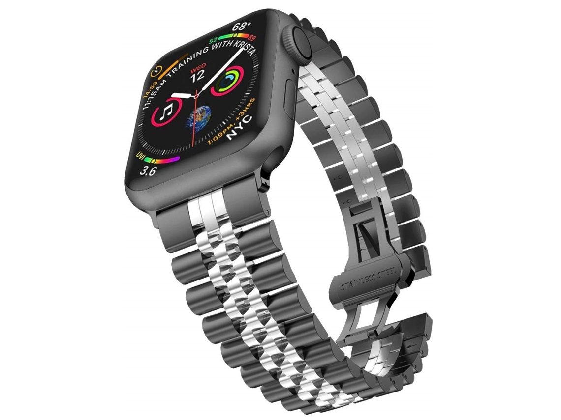 Bracelete para Smartwatch de aço inoxidável com cinco contas masculinas, largura: 22 mm para Apple Watch série 9 e 8 e 7 41 mm/SE 3 e SE 2 e 6 e SE e