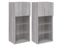Tv Cabinet Set, Tv Cabinet Sets Vidaxl Cinzeto Madeira Processada (40.5 X 30 X 90 Cm)