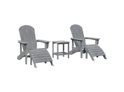 Conjunto 3 Cadeira De Jardim Vidaxl Cinzento-claro Polietileno (83 X 74 X 92 Cm)