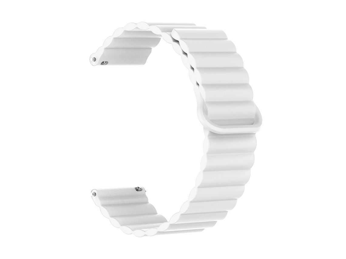 Pulseira de silicone bicolor com data magnética para smartwatches Huawei GT6 GT5 e Samsung, branca, 20 mm
