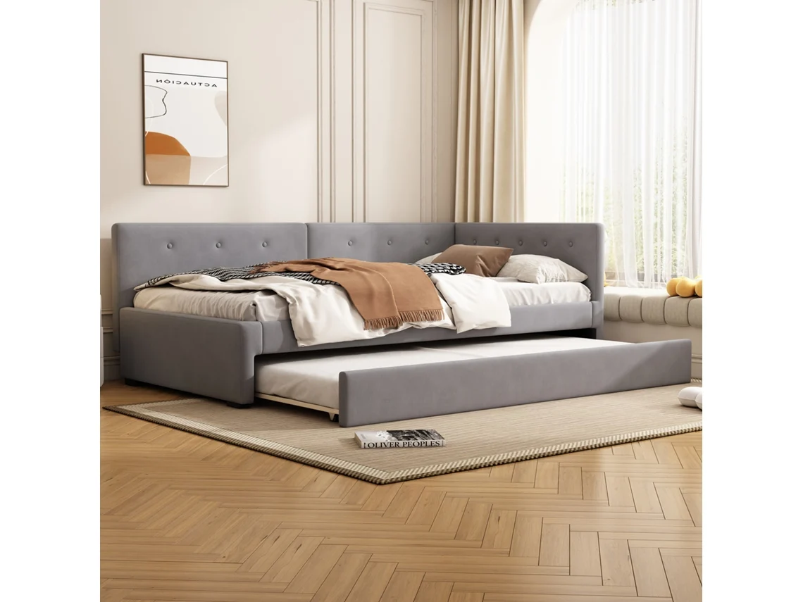 Sofá cama 90x200 Retrátil Minimalista Cinza