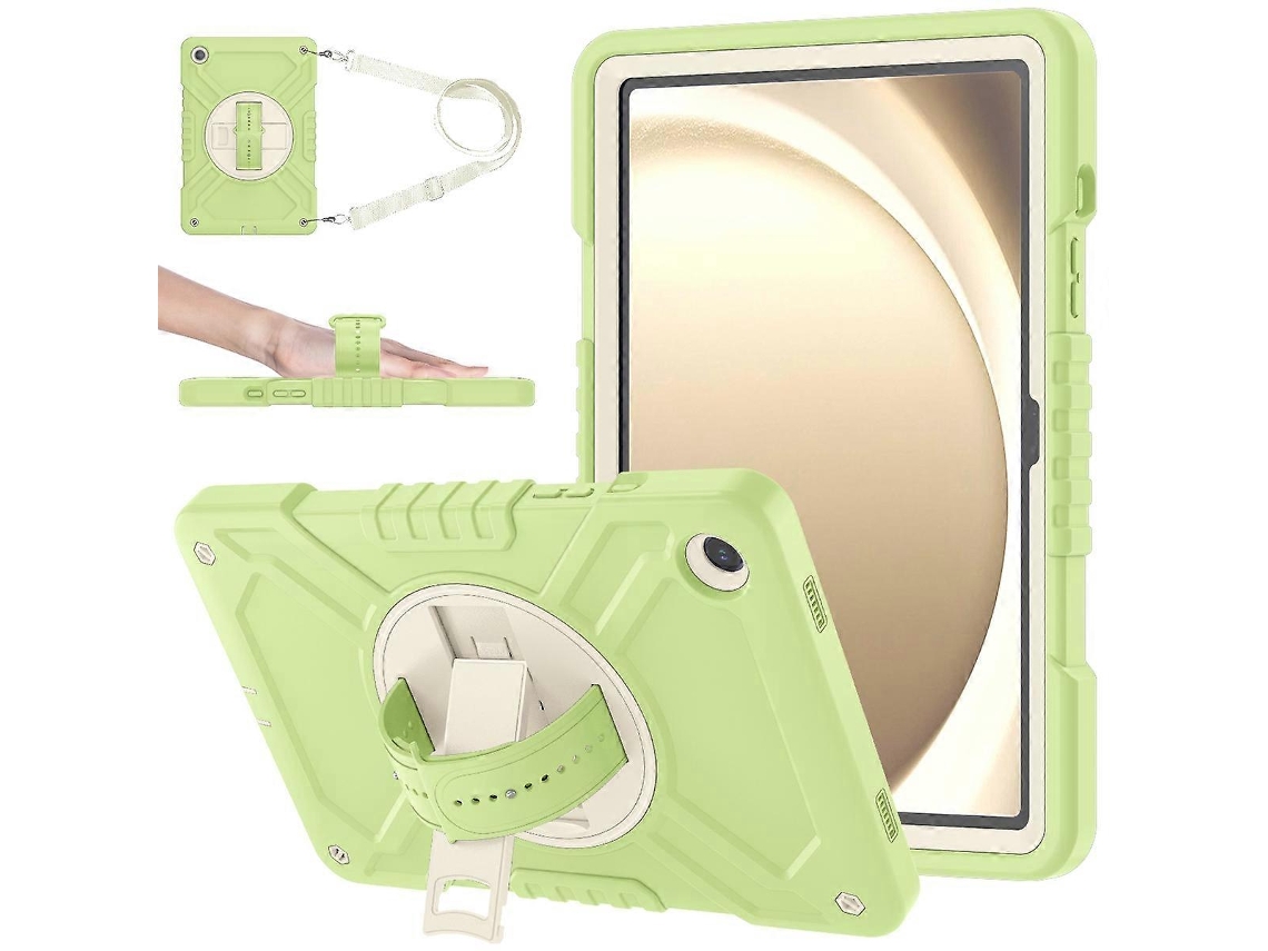 Capa de silicone à prova de choque Hengrongshen em formato de X para Samsung Galaxy Tab A9 (amarelo/verde/branco)