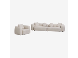 Sklum Conjunto De Sala Com Sofá Modular De 2 Peças E Poltrona Em Chenille Coco Poliéster Chenille Branco Grosso