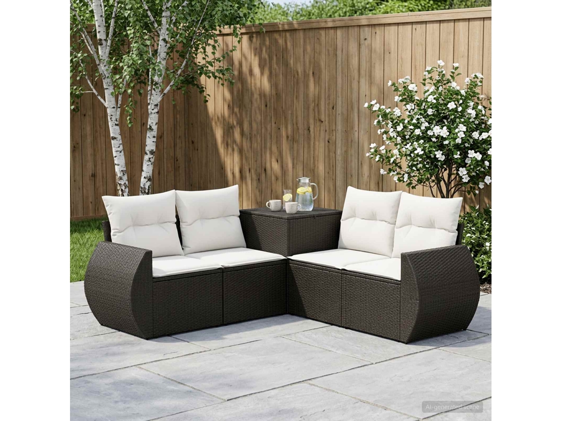 Vidaxl Conjunto De Sofás 5 Unid. Preto E Branco Creme