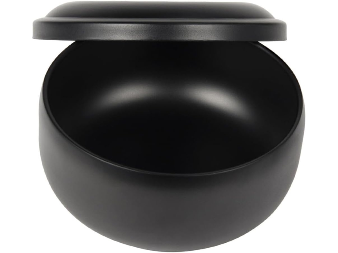 Tigela Para Sabão De Barbear Em Aço Inox Com Tampa Prática E Espuma.