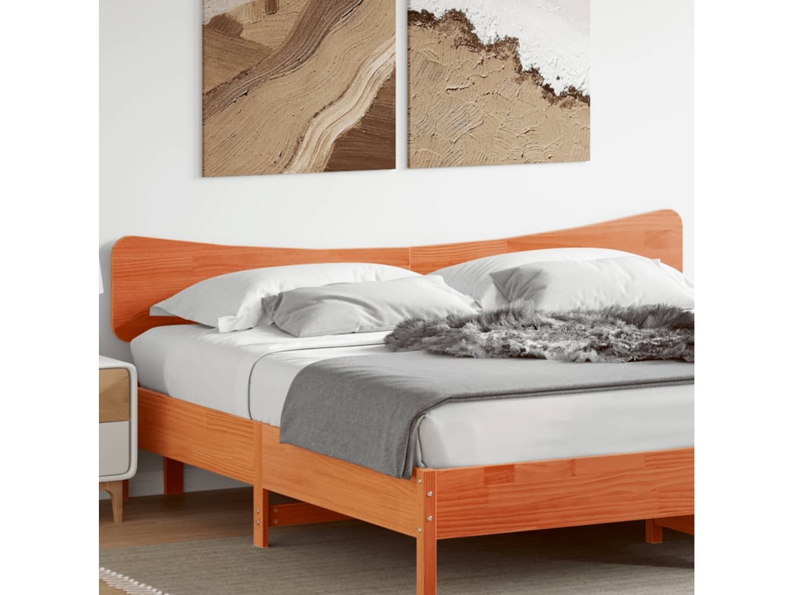 Cabecero de 200 cm en madera maciza de pino, color marrón miel